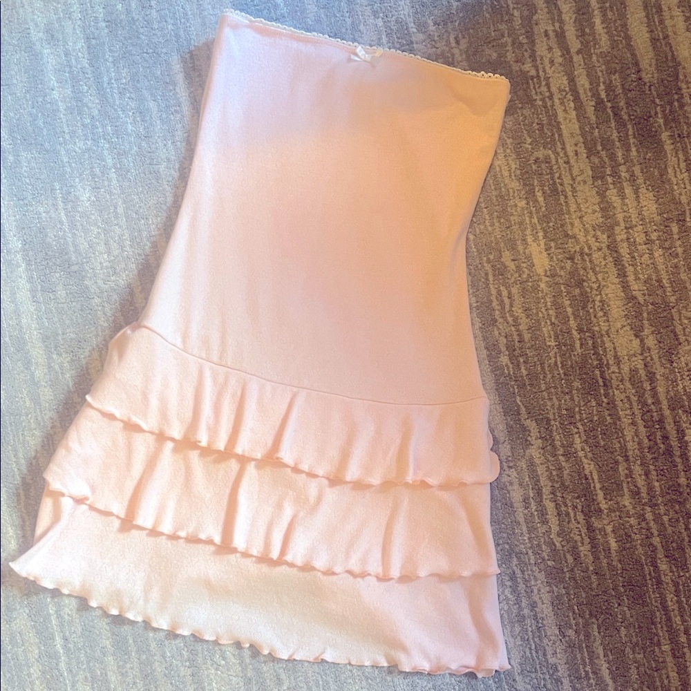 Edikted Pink Strapless Ruffle Dress